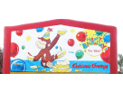 Tobogán acuático dual de 16ft con Curious George disponible para renta en Austin — perfecto para cumpleaños en San Marcos.