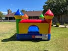 Perfect for Kyle birthday parties, this colorful tiny castle bounce house rental in Austin holds 4 kids and works indoors