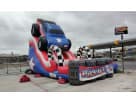 18ft Patriot Monster Truck water slide rental in Houston with dual slides, ideal for Conroe parties.