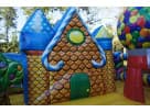Candy Toddler Playland obstacle course rental in Dallas with gingerbread house theme, ideal for Lewisville birthday parties.