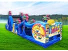 Perfect for The Woodlands parties, this 50ft Minions obstacle course rental in Houston features dual slides and an exciting