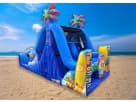Perfect for Cypress birthday parties, this 50ft Minions water slide rental in Houston features dual slides and colorful pinwheel