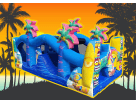Minions obstacle course water slide rental in Houston — 50ft dual-slide inflatable ideal for The Woodlands parties.
