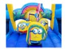 Minions obstacle course water slide rental in Houston—50ft dual-lane inflatable ideal for Spring birthday parties and events.