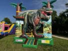 3D Dinosaur bounce house rental in Austin holds 5-7 kids with slide and climbing wall—perfect for Georgetown backyard parties.