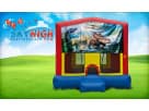 Perfect for Garland dinosaur birthday parties, this 13x13 bounce house rental in Dallas features a classic red and blue design