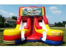 Perfect for Kingwood parties, this 16ft dual-lane dinosaur water slide rental in Houston features wet or dry capability