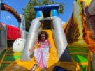 Toddler dinosaur obstacle course rental in Austin with slide and ball pit, ideal for Kyle birthday parties.