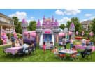 Toddler Disney Princess Castle obstacle course rental in Houston with interactive climber and slide, perfect for magical birthday