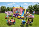 Disney Princess 6in1 bounce house with dual slides at a Houston birthday party—holds up to 8 kids, ideal for The Woodlands.