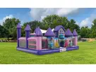 Disney Princess toddler bounce house rental in Dallas with purple castle turrets, ideal for ages 2-6 party entertainment