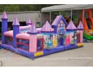Disney Princess toddler bounce house rental in Dallas with castle towers and slide, ideal for Lewisville parties.