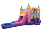 Disney Princesses bounce house combo with water slide rental in Dallas—wet or dry option, holds up to 6 kids, ideal for Garland