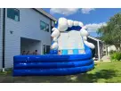 20ft Raging Rapids dual curve water slide rental in Houston with cloud-shaped top, perfect for Pearland backyard parties.