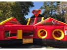 Double Rush obstacle course rental in Houston with dual tunnel entrances, perfect for competitive races at Woodlands events.
