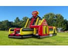 Perfect for Garland birthday parties, this superhero obstacle course rental in Dallas features dual slides and a climbing tower