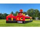 Firefighter-themed obstacle course rental in Houston with dual racing lanes, perfect for Pasadena birthday parties