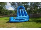 Twin-lane water slide rental for Austin features bright blue design perfect for San Marcos summer parties and events.