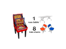 Carnival game with kids table and chairs rental in Dallas—balloon pop game ideal for Lewisville parties.
