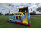 Colorful rock wall and slide rental in Austin with dual 22ft climbing areas, ideal for all ages at Kyle birthday parties.