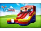 Perfect for Grand Prairie parties, this castle-themed dual-lane water slide rental in Dallas features wet or dry functionality