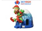 Elf bounce house rental in Dallas with durable construction, perfect for kids of all ages at Irving Christmas parties.