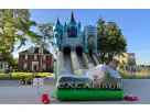 Excalibur dual slide bounce house rental in Austin with 25ft castle design, ideal for Pflugerville parties.