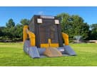 Perfect for Austin construction-themed birthday parties, this yellow and gray skid loader bounce house rental features a huge