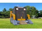 Perfect for Austin construction-themed birthday parties, this yellow and gray skid loader bounce house rental features a huge