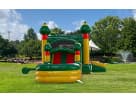 Perfect for Austin birthday parties, this 2-lane fiesta bounce house combo rental features a dual-tower castle with attached