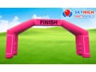 Perfect for Dallas party rentals, this pink inflatable finish line arch features bold "FINISH" text ideal for race-themed events