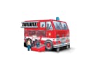 Fire truck bounce house rental in Houston with ramp entrance, holds 6-8 kids, ideal for firefighter birthday parties.