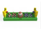 Inflatable bungee football tug-of-war game rental in Houston with dual basketball hoops, ideal for ages 6 and up at Spring events.