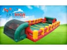 Human Foosball inflatable game rental in Dallas with red, yellow, and green design, ideal for Grand Prairie corporate and school