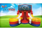 Rent this colorful 16ft Fortnite water slide combo for Plano parties with thrilling dual lanes.