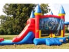 Perfect for Frisco birthday parties, this Fortnite obstacle course rental in Dallas features a wet or dry slide with dual towers
