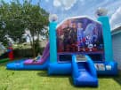 Frozen 2 bounce house with dual water slides rental in Dallas—wet or dry slide perfect for Grand Prairie backyard parties.