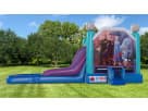 Frozen 2 bounce house with wet or dry slide rental for Dallas parties, featuring turquoise and purple design ideal for Mesquite
