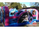 Frozen Toddler Town obstacle course rental in Austin with pink and blue design, ideal for ages 2-6 parties in Buda.