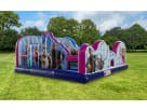 Frozen Toddler Town obstacle course rental in Austin with pink and blue inflatable design, ideal for children ages 2-6 at Leander