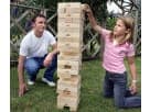 Jumbo stacking blocks rental in Dallas with natural pine tower, ideal for indoor or outdoor event gameplay in Fort Worth.