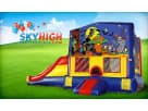 Perfect for Austin church festivals, this Halloween bounce house rental with slide features a spooky castle design ideal for kids