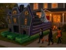 Haunted House Maze bounce house rental in Austin with purple and gray Victorian design, ideal for all-ages Halloween parties