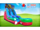 15ft Halloween wet and dry water slide rental in Dallas with colorful inflatable design, ideal for Plano events.