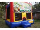 13x13 Happy Birthday Animal bounce house rental in Dallas with colorful red, yellow, and blue panels, ideal for McKinney birthday