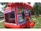 Hello Kitty moonwalk bounce house rental in Austin with vibrant red and pink design ideal for Cedar Park parties.