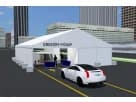 40ft x 50ft drive-through tent rental in Houston, ideal for curbside pickup events and large gatherings with vehicle access.