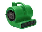 Bright green 1/3 HP air blower rental for Dallas bounce houses and inflatables, ideal for Garland party setups.