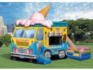 Ice cream truck bounce house rental in Austin with attached slide—ideal for Round Rock birthday parties.