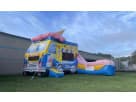 Ice Cream Truck Bounce House Combo with slide available for rental in Austin, perfect for Leander birthday parties.